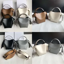 Musubi Echini Mini Cowhide Commutatore Versatile una borsa a tracota spalla con sacca di secchio nodo a fiocco di qualità originale