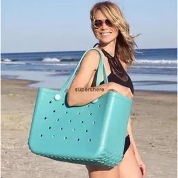 Yaz ekstra büyük boggs plaj çantası eva plaj sepeti kadın piknik çanta çanta delikleri su geçirmez çanta torbası alışveriş omuz çantası