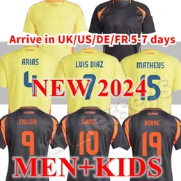 24 25 Kolumbien James Soccer Trikots Kids Kit Columbia National Fußball -Hemd Home Away Set Camisetas 2024 Copa America D. Valoyes Arango C. Chucho Cuadrado