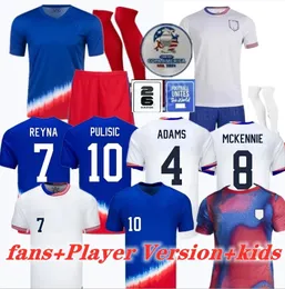 USA Kit di calcio 2024 2025 Copa America USWNT Kids Set USWNT 24/25 CASA E AWAY Soccer Kit National Set Player Versione Pulisic Balogun Smith Morgan