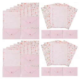Gift Wrap 4 Sets Stationery Stationary Paper For Writing Letters Decorative Supply The Flowers Vintage Packing Envelope And