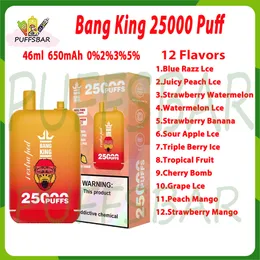 Authentic Bang King 25000 Puffs Disposable Vape 12 Flavors 18 ml Förfylld anordning 650mAh Typ-C-uppladdningsbart batteridätspole 25K E Cigaretter