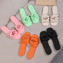 Designer Sandaler Kvinnor Lås G Slides gummi tofflor damer platt strand gelé manus orange sommar höst mulor utomhus vattentät lyx