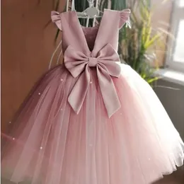 Girl Girl Red Christmas Princess Dress 12m Baby Baby One Year Birthday Party Gown Born Babe Bow Beading di Natale Costume 240423