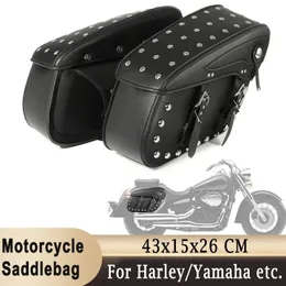 Universal Motorcycle Saddlebags Rear Side Bags Pannier Luggage Storage Bag PU Leather 43x15x26 CM Large Capacity Waterproof 240418