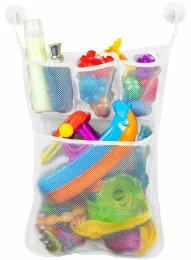 Bolsas de banho Organizador de brinquedos 2 ganchos de sucção fortes banheira de banheira banheira de brinquedo ou chuveiro caddy de bolsas de rede multirus