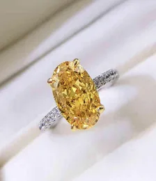 Solid 925 Sterling Silver 812mm Ice Broken Oval Created Moissanite Diamond Citrine Ring For Women Engagement Fine Jewelry 20214170351