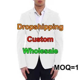 Moda de moda personalizada Moda Diy Your Design Casual Slim Fit Blazer 3D Print Men Men Drop Wholesale 240420