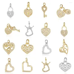 Charms 3pcs/Lot Family Heart Brass Cubic Zircon Stone Love Loc