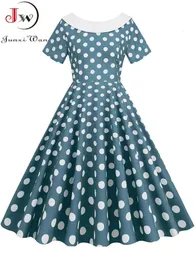 2023 Casual Elegant Women Summer Dress Polka Dot Print Kurzärmel Bow Midi Office Party Vintage Sundress Robe Chic Vestido 240422