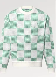 suéter SS24 Plataforma de xadrez Designer de luxo masculino letra redonda no pescoço ombro gota de manga comprida Mulheres verdes homens homens