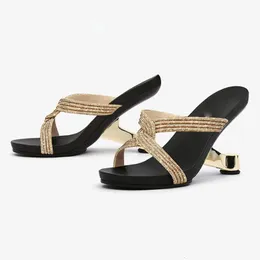 Phoentin Bling Strange High Heel Pantoffeln Frauen Cross Band Sandalen Sommer Damen Sexy Party Bankett Schuhe Gold Silber FT2342 240423