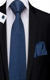 Hitie Neck Tie Set italiensk Silk Navy White Dot Stripe Men039s Tie för Business Formal Drop N32267183156