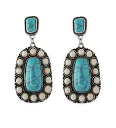 Ohrringe Vintage weißer kleiner Perlenquadratstein Langer Ohrring Ethnisch natürliche blaue Türkishöhne für Frauen Fashion Boho Schmuck 87617114