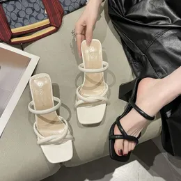Summer Fashion Square Toe Heel Comfortable Open Sandals Thick Sexy Elegant SlippersNO 2180 240424