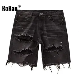 Kakan - Short in denim in difficoltà estiva per uomini giovani coreani Slim adatto ai pantaloni da quarto di gamba jeans K58 -DK322 240416
