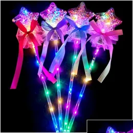 LED LIGHT STICS LED LIGHT Sticks 1PC Kids Colorf 빛나는 깜박이는 하트 스타 버터 플라이 여자 공주 요정 완드 파티 코스프레 소품 Dhoyk