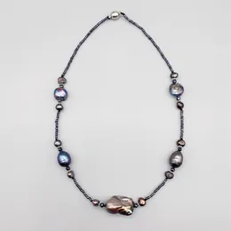 Pendants FoLisaUnique Freshwater Black Baroque Pearl Necklace For Women Gift Potato Rice Crystals Trendy Choker