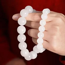 Natural White Jade Nephrite Bracelet Men Women Healing Gemstone Fine Jewelry Real Hetian Jades Round Stone Bead Bracelets Bangle 240423