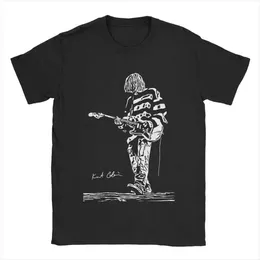 Men's T-Shirts Kurt Cobain Guitar Mens T Shirts Cool T Shirt Short Slve Crewneck T-Shirt 100% Cotton Classic Clothing T240425