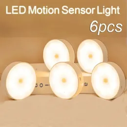 PIR Motion Sensor LED Night Light USB Rechargeable Night Lamp For Kitchen Cabinet Wardrobe Lamp Staircase Wireless Closet Light 240424
