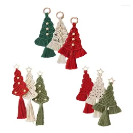 Decorative Figurines Woven Christmas Tree Set Bohemian Tassel Design DIY Handiwork Wall Hanging Xmas Macrame Home Accessories