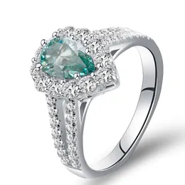 VVS River Blue Moissanite Diamond Rings 925 Sterling Sliver 18K White Plated Gold Casamento Jóias de anel de moissanite para mulheres Presente Nice