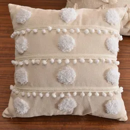 Cushion/decorativo boho estilo capa de almofada de pelúcia com borla