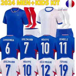 24 Euroo Cup Francaise Soccer Jerseys Camavinga Dembele Coman Saliba Kante Maillot De Foot Equipe Maillots Griezmann Kids Men Sets with Socksファンサッカーシャツ