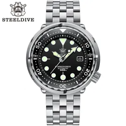 Steeldive SD1975 Black Dial Ceramic Bezel 30ATM 300M Wodoodporna stal nierdzewna NH35 Tuńska nurka Zegarek 240419