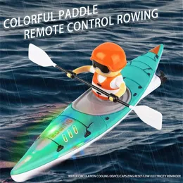 HC 810 RTR 2.4G RC Boat Colorful Paddle Remote Control Rowing LED Lights 360 Driving Dual Modes Waterproof Ship Underwater 240417