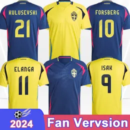 2024 Sweden Mens Soccer Jerseys National Team KULUSEVSKI ELANGA ISAK FORSBERG GUDMUNDSSON Home Away Football Shirts Short Sleeve Uniforms