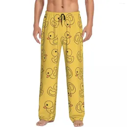 Abbigliamento da uomo Sleep abbigliamento giallo stampato giallo pantaloni di pigiama anatra in gomma da sonno gotico fondo con tasche