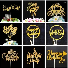 Partyversorgungen Kuchen Toper Geburtstagsdekorationen Kinder Boy Cupcake Topper Dekoration Babyparty Girl bevorzugt Gold