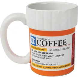 Canecas Prescrição Cup - Copa de leite Hillary 12 oz Copo de café em forma de cerâmica em forma de medicamento - Perfeito para casa ou escritório J240428