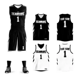 Anpassad Mens Youth Reversible Basketball Jersey Uniform Customized Printing Personlig namn Sportskjorta Stor storlek 240425