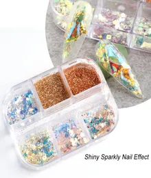 AB Mermaid Flakes Sparkly Nail Glitter Shiny paljetter Powder Spangles Polish Nails Art Decoration2737057