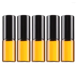 Storage Bottles 500pcs/lot 1ml 2ml 3ml 5ml 10ml Amber Glass Roll On Bottle With Glass/Metal Ball Thin Roller Essential Oil Vials