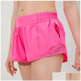 Outfit da yoga L-091 Shorts Low Rise Shorts traspirato a sedere a sedere a sport sport a taglio laterale con cerniera corta con cerniera che esegue pantaloni della tuta Otia