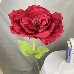 Dekoratif Çiçekler Kırmızı Simülasyon Kadife Peony 30/40/50cm Dev Gül Çiçek Kafası Ev Dekoru Pograph Props Yapay Sahte