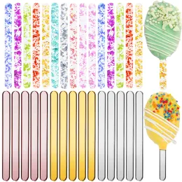 Verktyg 10st. Återanvändbara akrylglass Sticks Sequin Candy Lollipop Rod Popsicle Sticks For Hawaii Wedding Birthday Party Supply Craft