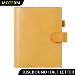 Moterm Full Grain Vegetable Tanned Leather Discbound Series Half Letter Cover Junior Expansion Disc Bound Organizer Notebook 240417