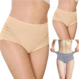 Kvinnors trosor Ice Silk Soft Mesh Patchwork Se genom underkläder Kvinnor Hög midja Bulfikerande Stretch Shapewear Briefs