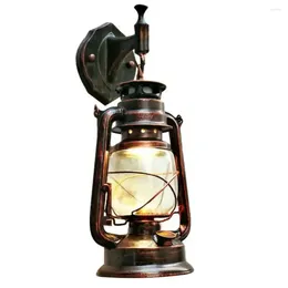 Lâmpadas de parede ao ar livre Retro E27 Lâmpada de querosene clássica para o jardim decorativo impermeável Light Light Vintage Loft Iron