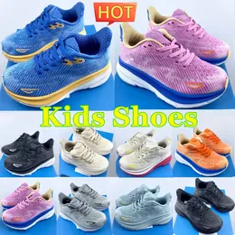 Kids Running Shoes CLIFTON 9 Tênis de criança livre gente meninas meninos designer de calçados jovens tênis de rosa branco preto respirável