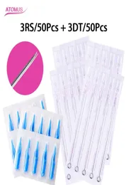 ATOMUS 3RS3DT 50 PCS 304 Stainless Steel Sterile Tattoo Needle50PCS Blue Disposable Tattoo tips tattoo needle product6335092