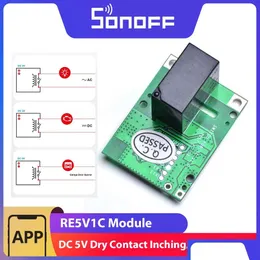 Outros suprimentos de construção SONOFF RE5V1C DC 5V Wi-Fi Modo de relé de contato seco de contato de entrada/Selflock Switch Remote Control Work via Ewelink Drop DHYBQ