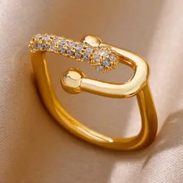 Anéis de casamento Novos anéis de aço inoxidável de zircão para mulheres colorido de cor de ouro anel de casamento judeu presente para amigo frete grátis