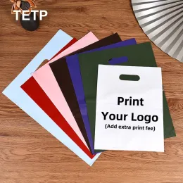 Bags TETP 50Pcs Colorful Plastic Shopping Tote Bags With Handle Birthday Party Small Gift Packing Customized Brand Logo Add Extra Fee