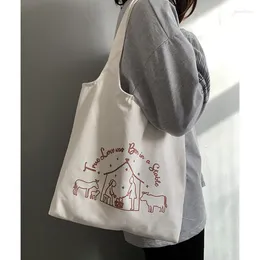 أكياس التسوق نساء الرسوم المتحركة طباعة كيس قماشية أنثى حقيبة اليد Eco Tote Cotton Cloth Sworcery Shopper for Girl Book 2024